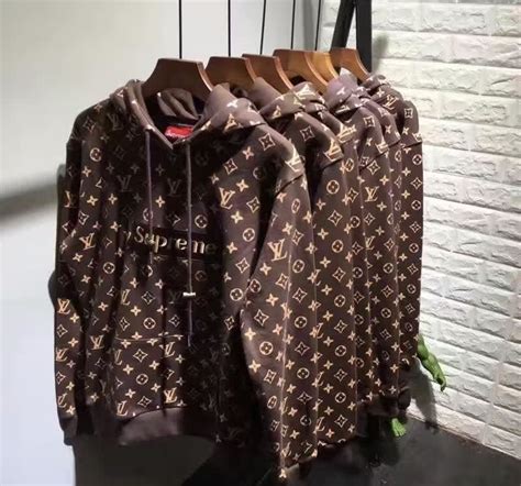 louis vuitton hoodie supreme brown|supreme louis vuitton tracksuit.